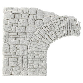 Wall with left half arch, plaster to paint, Neapolitan Nativity Scene, 10x10 cm