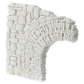 Wall with left half arch, plaster to paint, Neapolitan Nativity Scene, 10x10 cm