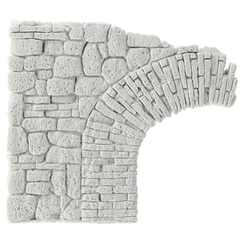 Wall with left half arch, plaster to paint, Neapolitan Nativity Scene, 10x10 cm 1