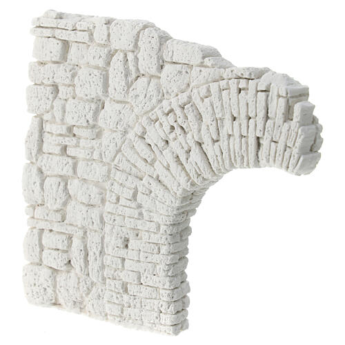 Wall with left half arch, plaster to paint, Neapolitan Nativity Scene, 10x10 cm 2