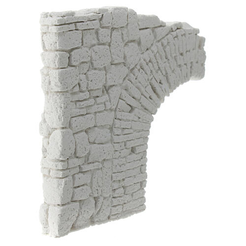 Wall with left half arch, plaster to paint, Neapolitan Nativity Scene, 10x10 cm 3