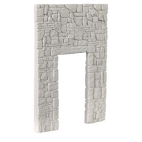 Mauer mit Durchgang, weißer Gips, nicht bemalt, Krippenzubehör, 20x15 cm