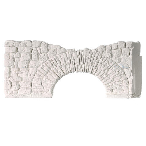 Natursteinwand mit Torbogen, Krippenzubehör, weißer Gips, 5x20 cm 1