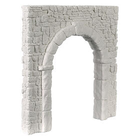 Ruined stone wall with arch, plaster to paint, Neapolitan Nativity Scene, 20x20 cm