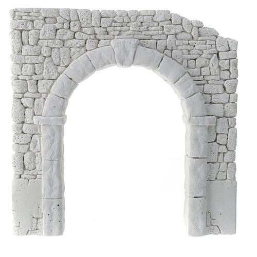 Arch with double wall, plaster to paint, Neapolitan Nativity Scene, 20x20 cm 1