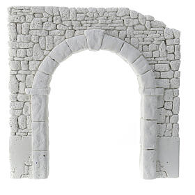 Arco com parede dupla de gesso branco para pintar presépio napolitano 20x20 cm