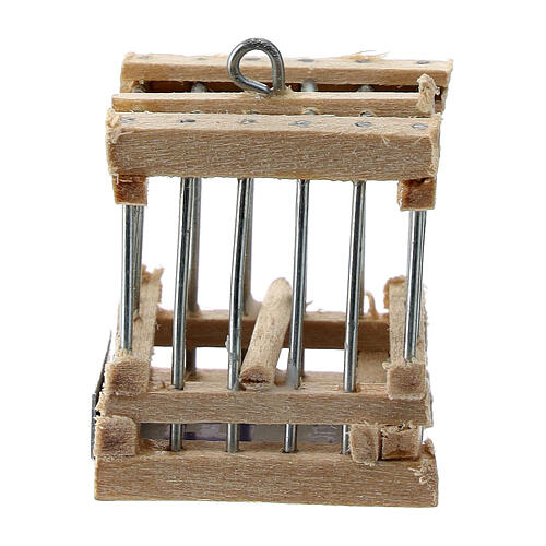 Birdcage of wood and metal for Neapolitan Nativity Scene 3x2x2 cm 1