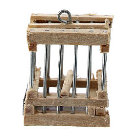 Cage pour oiseaux bois et métal crèche napolitaine 3x2x2 cm