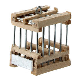 Cage pour oiseaux bois et métal crèche napolitaine 3x2x2 cm