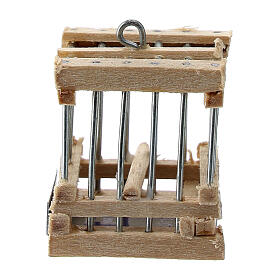 Gabbia per uccelli legno e metallo presepe napoletano 3x2x2 cm
