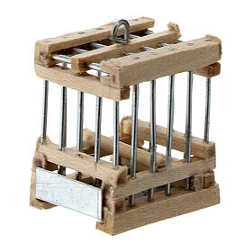Gabbia per uccelli legno e metallo presepe napoletano 3x2x2 cm