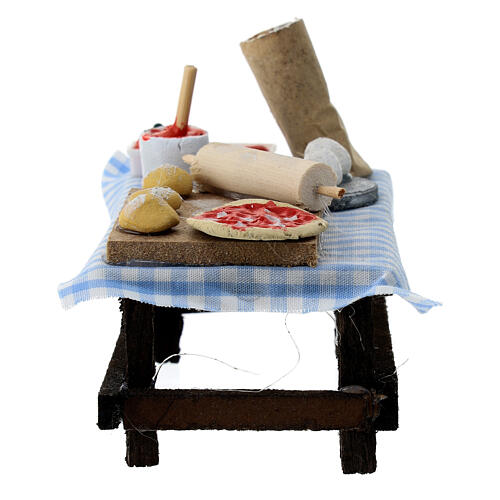 Table pour pizza 5x10x5 cm crèche napolitaine avec santons 8 cm 5