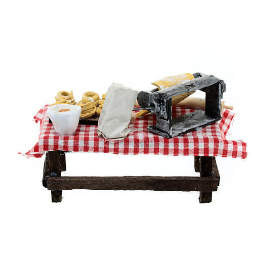 Table for fresh pasta, 5x10x5 cm, for Neapolitan Nativity Scene with 8 cm characters 5