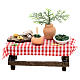Tisch mit Utensilien für die Pestoherstellung, Krippenzubehör, neapolitanischer Stil, für 8 cm Krippe, 10x10x5 cm s1