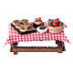 Tavolo legno 5x10x5 cm con verdure presepe napoletano 8 cm s1