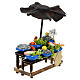Fisch-Verkaufsstand mit Sonnenschutz, Krippenzubehör, neapolitanischer Stil, für 10 cm Krippe, 10x10x5 cm s3