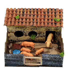 Corral with pigs 5x15x15 cm for 8 cm Neapolitan Nativity Scene