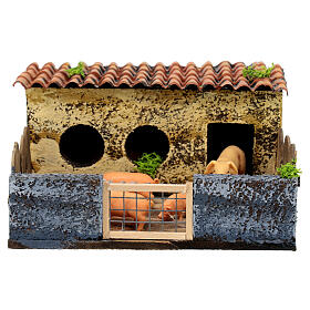 Wooden enclosure with pigs 5x15x15 cm Neapolitan nativity scene 8 cm