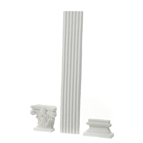Korinthische Säule, Set 3-teilig, Krippenzubehör, neapolitanischer Stil, 30x5 cm, Gips 2