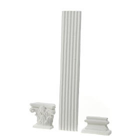 Set 3 pezzi colonna corinzia 30x5 cm gesso da colorare presepe napoletano