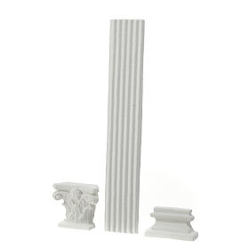 Set of 3 Corinthian column pieces 30x5 cm plaster to color Neapolitan nativity scene