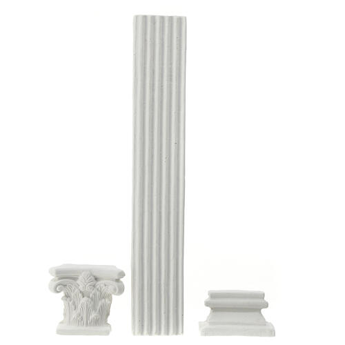 Set of 3 Corinthian column pieces 30x5 cm plaster to color Neapolitan nativity scene 1