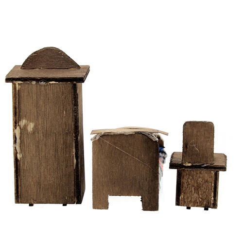 Lit armoire et table de nuit bois crèche napolitaine avec santons 6 cm 4