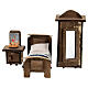 Lit armoire et table de nuit bois crèche napolitaine avec santons 6 cm s1