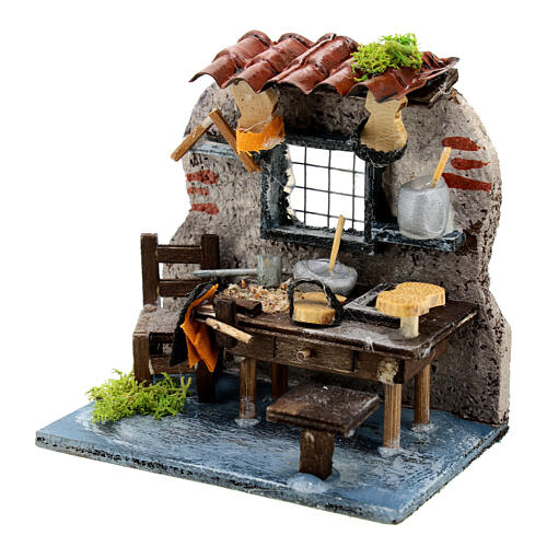 Shoemaker's shop, 10x10x5 cm, wood and cork, for 8 cm Neapolitan Nativity Scene 3