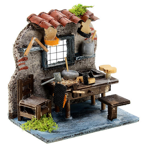 Shoemaker's shop, 10x10x5 cm, wood and cork, for 8 cm Neapolitan Nativity Scene 4