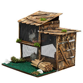 Enclosure with rabbits, wood 15x15x15 cm, 8-10 cm nativity scene