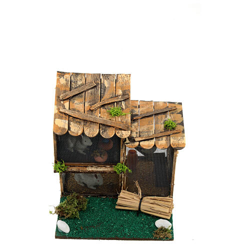 Enclosure with rabbits, wood 15x15x15 cm, 8-10 cm nativity scene 4