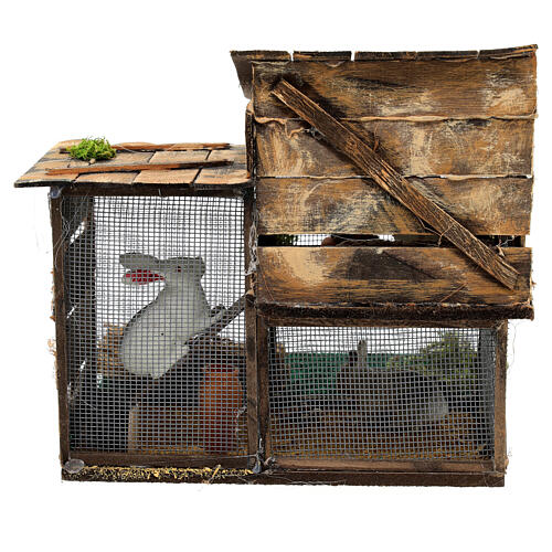 Enclosure with rabbits, wood 15x15x15 cm, 8-10 cm nativity scene 5