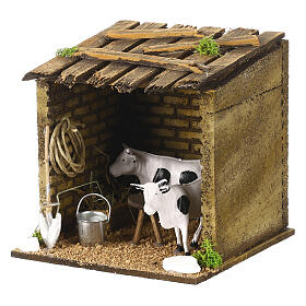 Enclosure with cows 15x15x15 cm Neapolitan nativity scene 8 cm