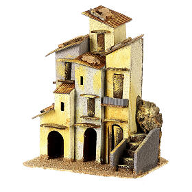 Gruppe von Häusern aus Kork 25x20x15 cm Neapolitanische Krippenfiguren, 8-10 cm