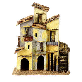 Grupo de casas de corcho 25x20x15 cm belén napolitano estatuas 8-10 cm