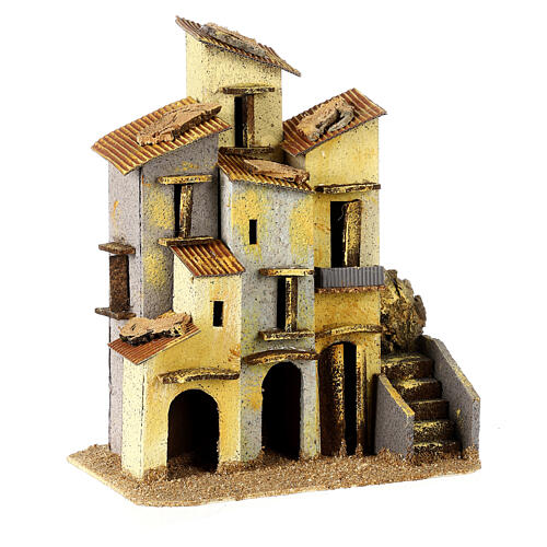 Grupo de casas de corcho 25x20x15 cm belén napolitano estatuas 8-10 cm 3