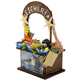 Fish stall with picture, 15x10x6 cm, for 8-10 cm Neapolitan Nativity Scene