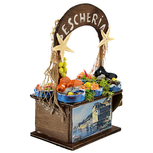 Fish stall with picture, 15x10x6 cm, for 8-10 cm Neapolitan Nativity Scene 3