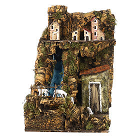Cascata con recinti pecore presepe napoletano 35x25x30 cm statue 8-10 cm
