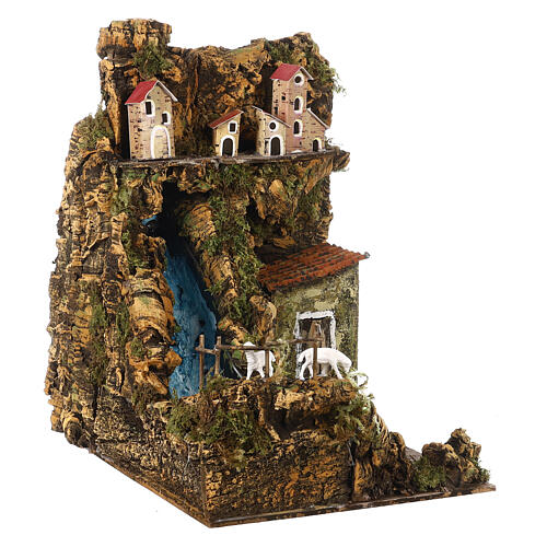 Wodospad z zagrodą owiec, szopka neapolitańska, 35x25x30 cm, do figurek 8-10 cm 3
