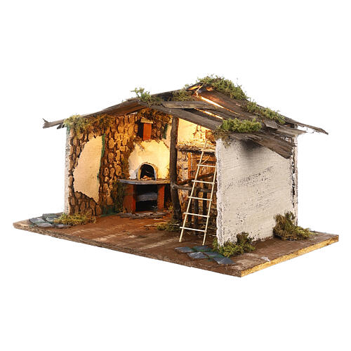 Stable with oven 25x45x25 cm for Neapolitan Nativity Scene of 8-10 cm 2
