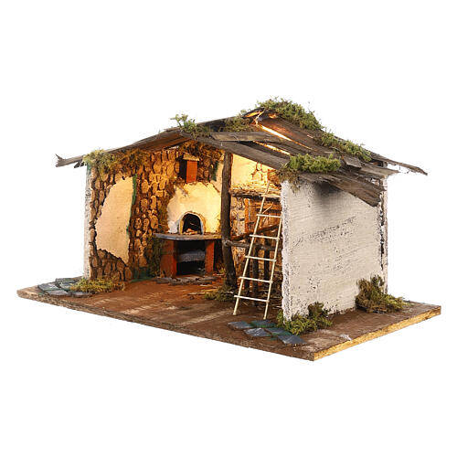 Szopka z piecem, 25x45x25 cm, figurki 8-10 cm 2