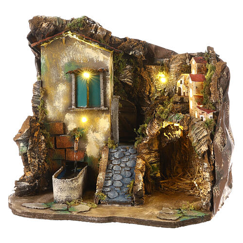 Cave with drinking fountain, 30x25x35 cm, for Neapolitan Nativity Scene of 8-10 cm 2