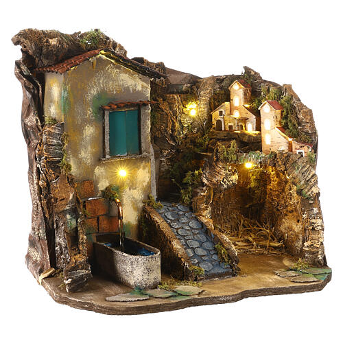 Cave with drinking fountain, 30x25x35 cm, for Neapolitan Nativity Scene of 8-10 cm 3