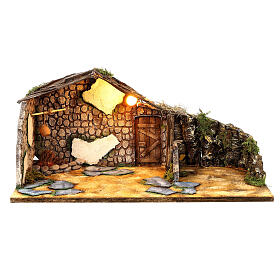 Stable and bivouac with fire 25x45x25 cm for Neapolitan Nativity Scene of 8-10 cm