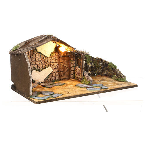 Stable and bivouac with fire 25x45x25 cm for Neapolitan Nativity Scene of 8-10 cm 3