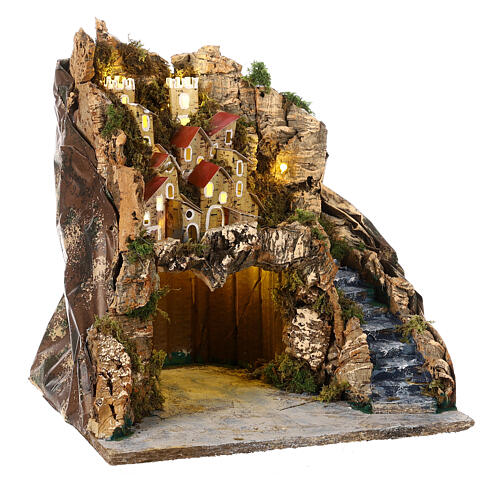 Rustic stable and village 35x30x30 cm for Neapolitan Nativity Scene of 8-10 cm 3