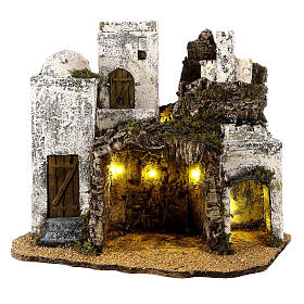 Arabic stable with castle, 35x40x30 cm, for 8-10 cm Neapolitan Nativity Scene