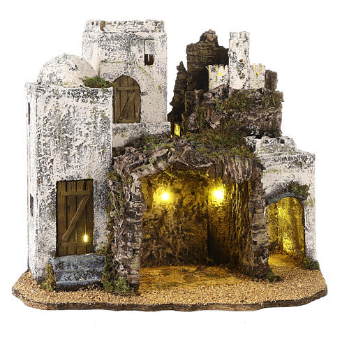 Arabic stable with castle, 35x40x30 cm, for 8-10 cm Neapolitan Nativity Scene 1